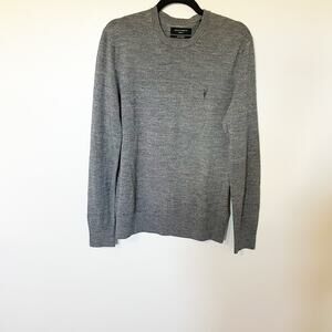 Allsaints men's mode merino wool sweater gray medium